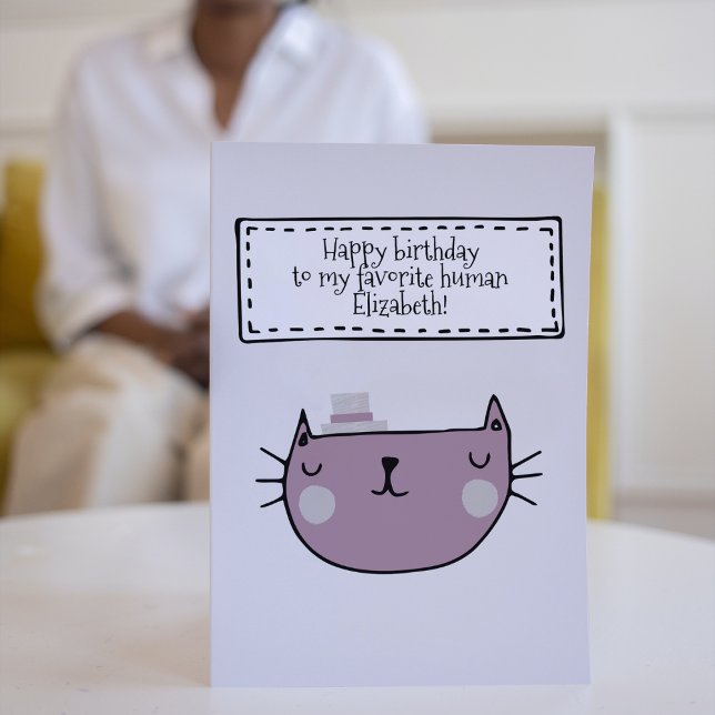 Carte d'anniversaire Amoureux des chats de charme (Happy birthday to my favorite human from cat is a birthday card for all cat lovers.)