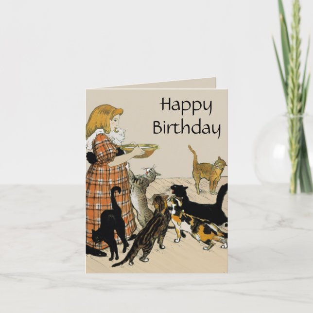 Carte d'anniversaire Amoureux des chats vintage (Devant)