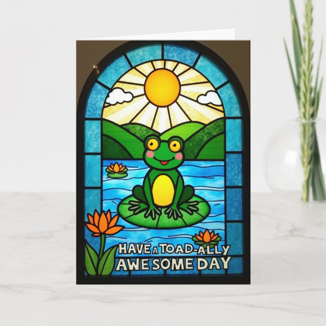 Carte d'anniversaire Amphibien sur nénuphar (Devant)