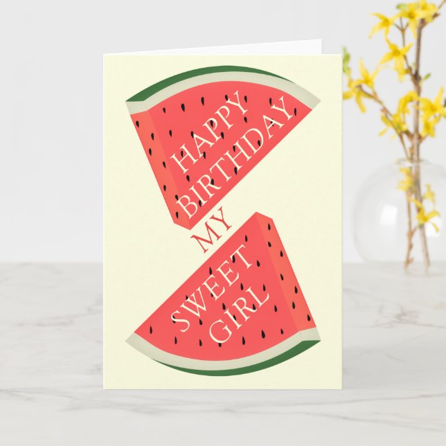 Carte d'anniversaire amusante avec de la pastèque  (Fleur jaune)