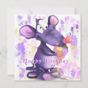 Carte d'anniversaire amusante avec la souris Mange