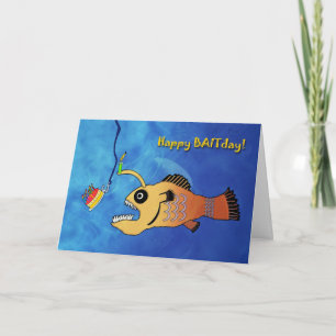 Carte d'anniversaire amusante avec poisson-pêcheur