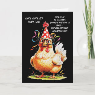 Carte d'anniversaire amusante avec poulet élégant