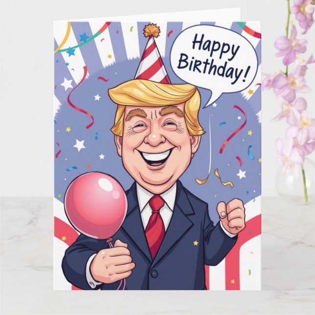 Carte d'anniversaire amusante de Trump personnalis (Orchidée)