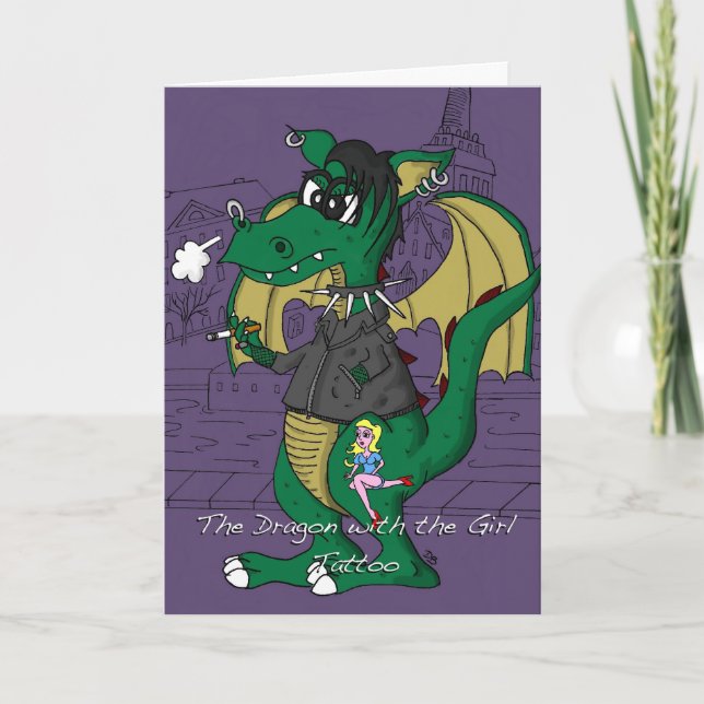 Carte d'anniversaire amusante - Dragon avec tatoua (Devant)