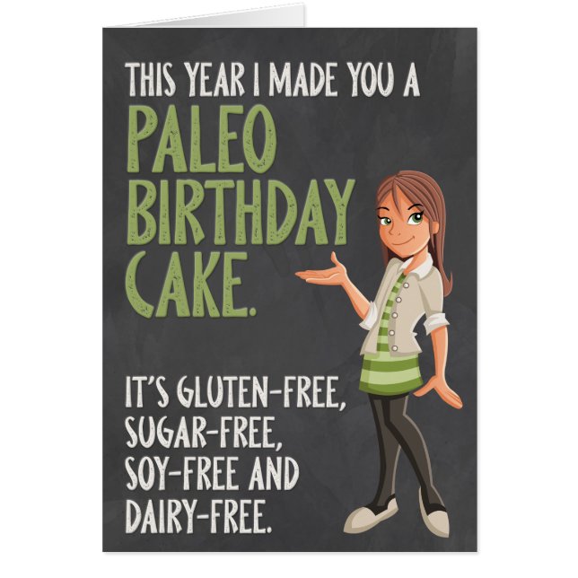 Carte d'anniversaire amusante "Paleo Birthday Cake (Devant)