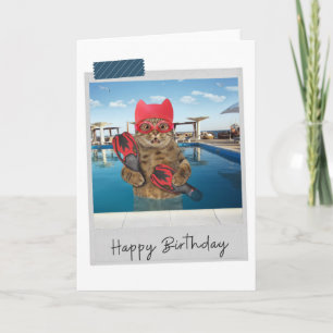 Carte d'anniversaire amusante pour le chat nageur