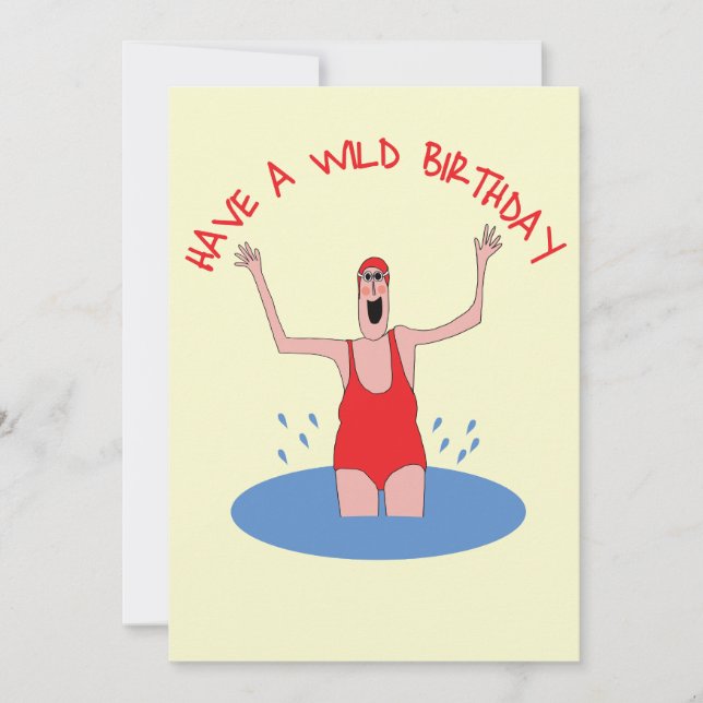 Carte d'anniversaire amusante pour nageur sauvage  (Devant)