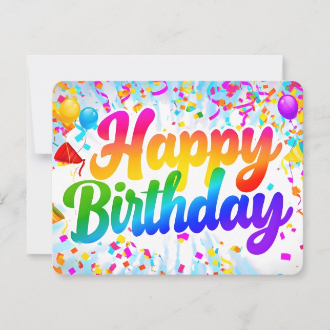 Carte d'anniversaire amusante Rainbow Text et Conf (Devant)