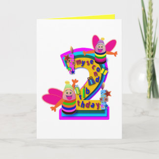 Carte d'anniversaire animal : deuxième anniversair
