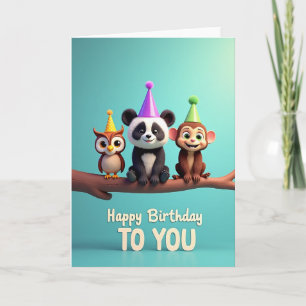 Carte d'anniversaire Animaux Animés