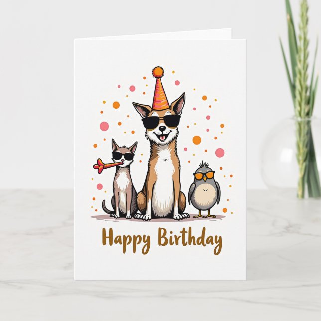 Carte d'anniversaire Animaux Cool (Devant)