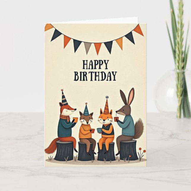 Carte d'anniversaire Animaux de la forêt (Devant)
