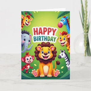Carte d'anniversaire Animaux de Safari Joyeux