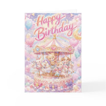Carte d'anniversaire Animaux Gâteau d'anniversaire