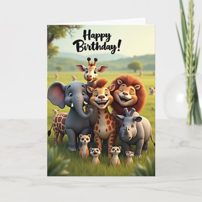 Carte d'anniversaire Animaux Joyeux (Devant)