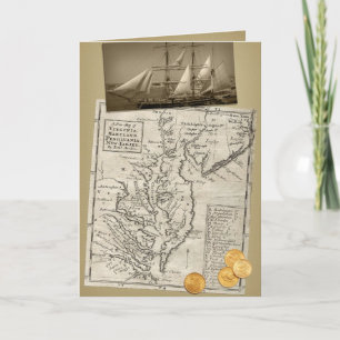 Carte d'anniversaire Antique East Coast Map