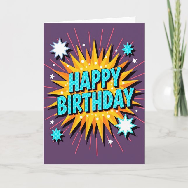 Carte d'anniversaire Aqua Birthday Burst (Devant)