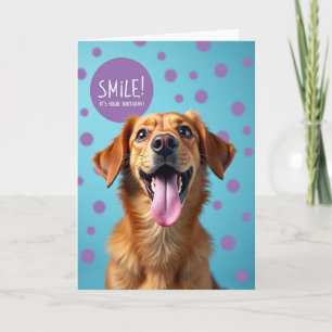 Carte d'anniversaire aqua pour chien joyeux