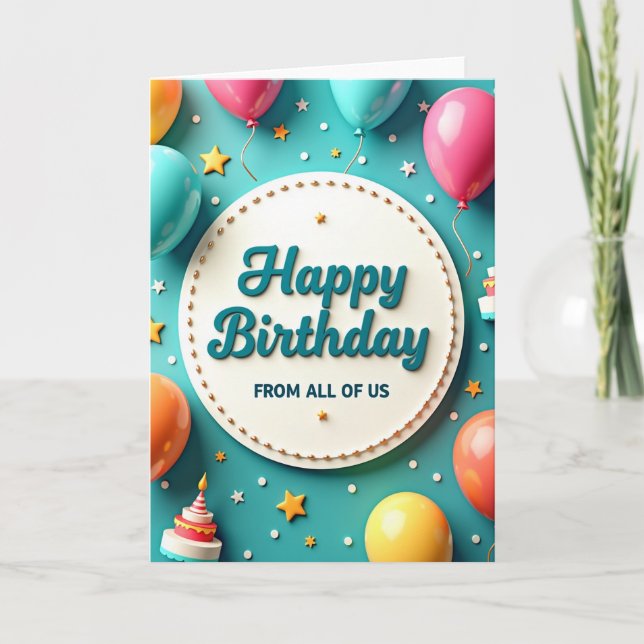 Carte d'anniversaire Aquamarine Vibrante (Devant)