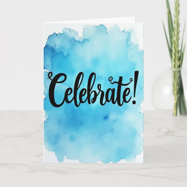 Carte d'anniversaire aquarelle bleue (Devant)