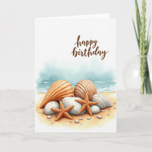 Carte d'anniversaire aquarelle Coquillage