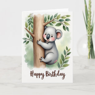 Carte d'anniversaire aquarelle d'animal joyeux