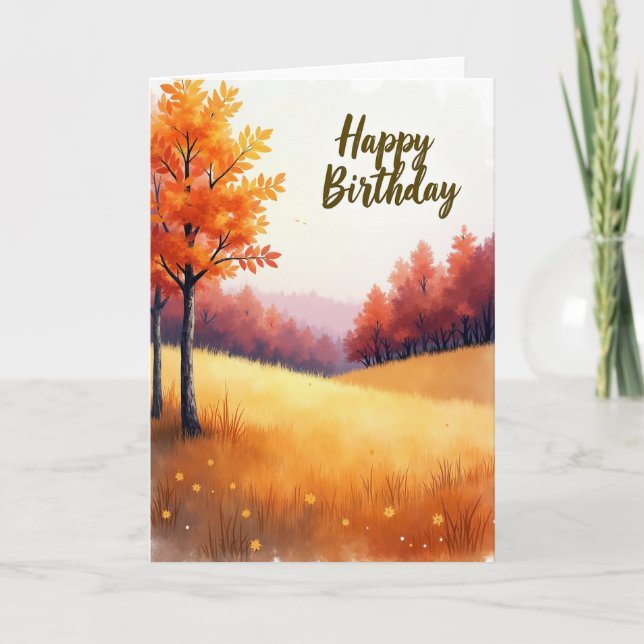 Carte d'anniversaire Aquarelle d'Automne (Devant)