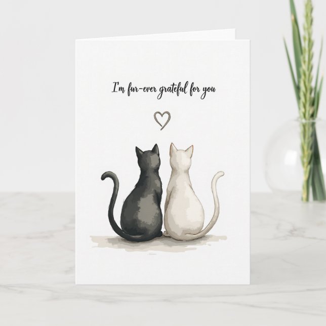 Carte d'anniversaire aquarelle de chats mignons (Devant)