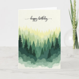 Carte d'anniversaire aquarelle de la forêt
