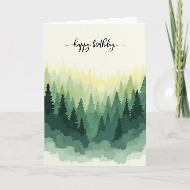 Carte d'anniversaire aquarelle de la forêt (Devant)