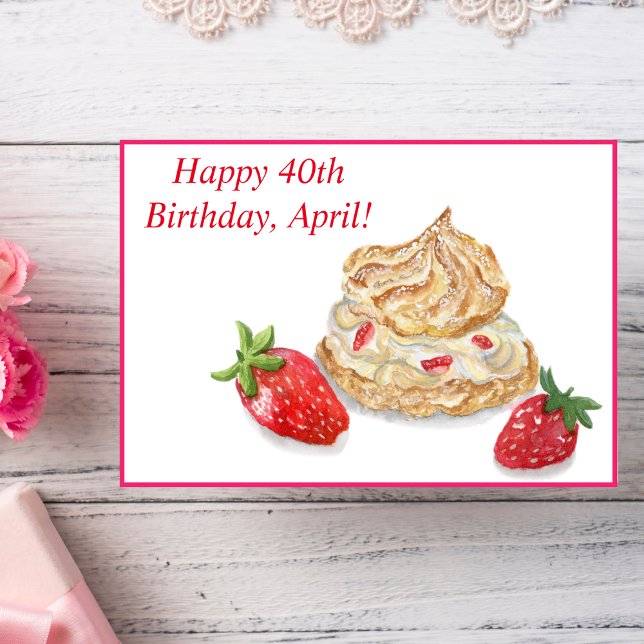 Carte d'anniversaire aquarelle Joyeux 40e annivers (Hand painted Watercolor Sweet Birthday Card!)