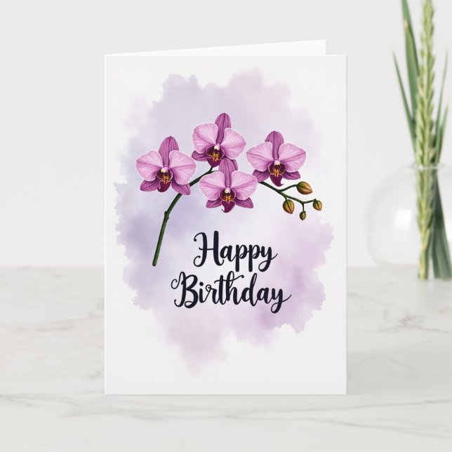 Carte d'anniversaire aquarelle lavande (Devant)