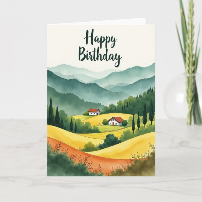 Carte d'anniversaire aquarelle paisible (Devant)