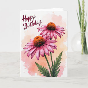 Carte d'anniversaire aquarelle pêche
