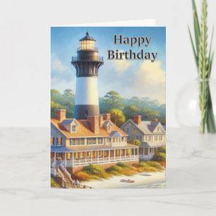 Carte d'anniversaire aquarelle phare