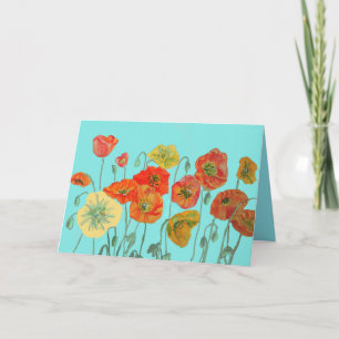 Carte d'anniversaire aquarelle Poppy Shabby Orange