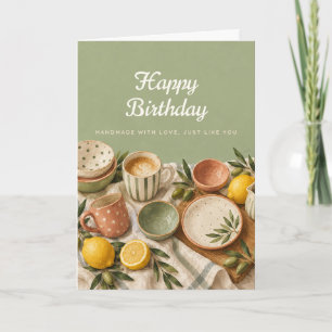 Carte d'anniversaire aquarelle pour bols en poteri