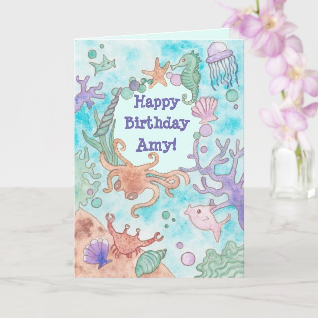 Carte d'anniversaire aquatique (Orchidée)