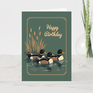 Carte d'anniversaire aquatique oiseaux sereins
