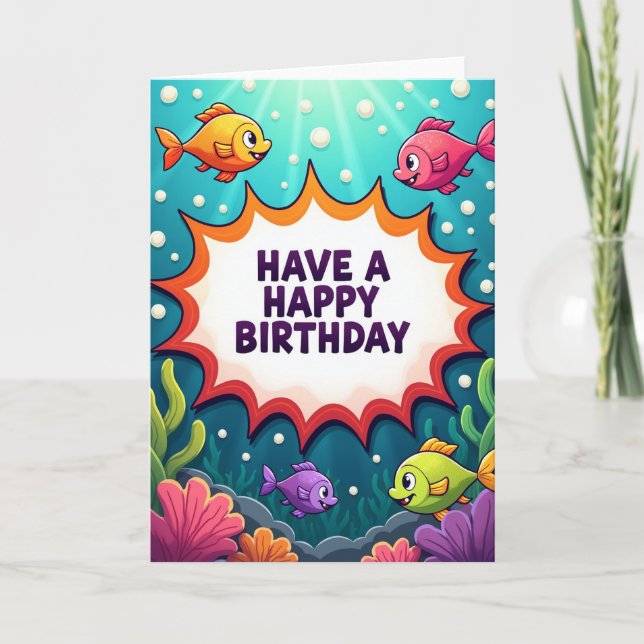 Carte d'anniversaire aquatique vibrante (Devant)