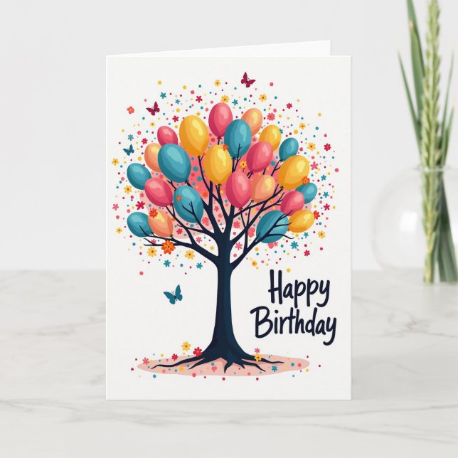 Carte d'anniversaire Arbre à Ballons (Devant)
