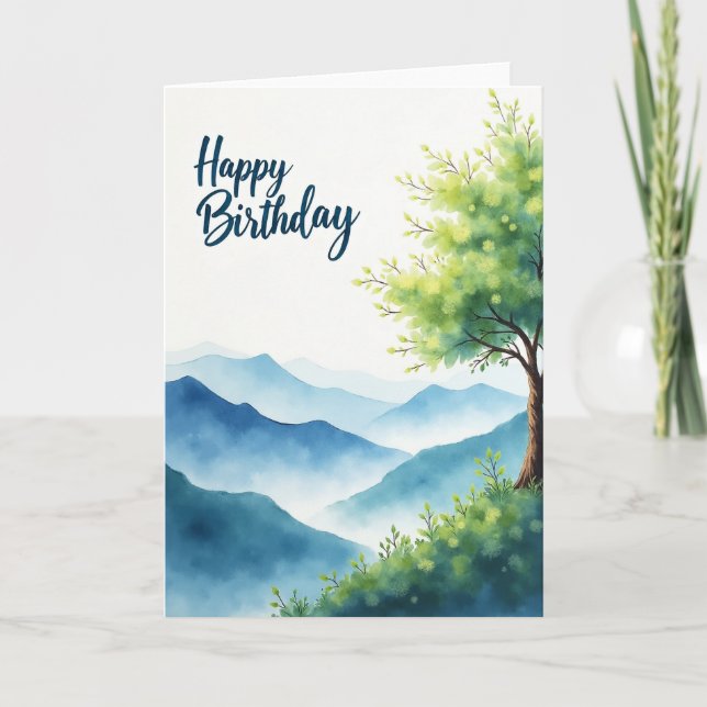 Carte d'anniversaire arbre aquarelle (Devant)
