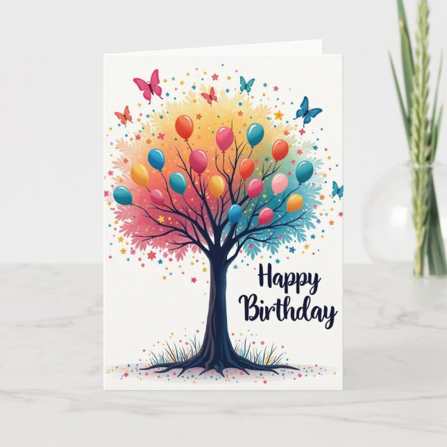 Carte d'anniversaire Arbre Vibrant (Devant)