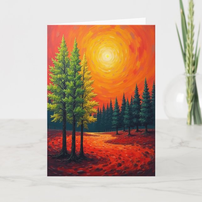 Carte d'anniversaire Arbres Lumineux (Devant)
