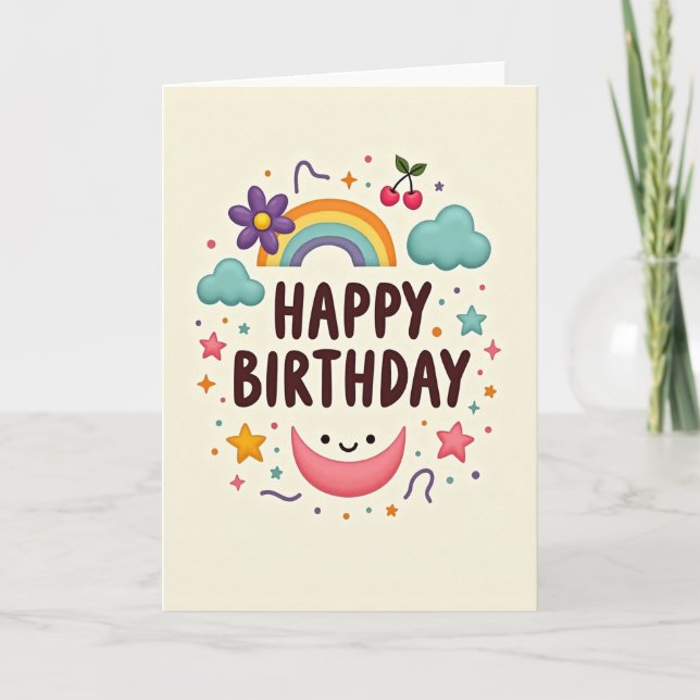 Carte d'anniversaire Arc-en-ciel (Devant)