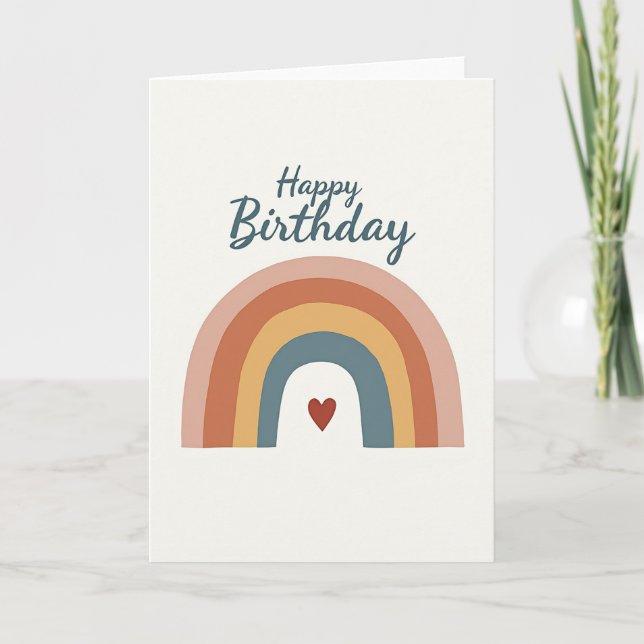 Carte d'anniversaire arc-en-ciel atténuée (Devant)