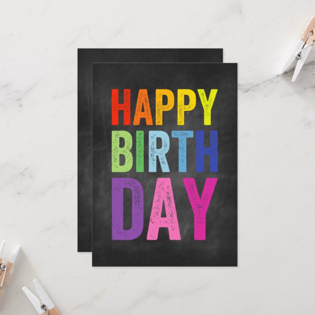 Carte d'anniversaire Arc-en-ciel et Tableau (Devant/Arrière en situation)