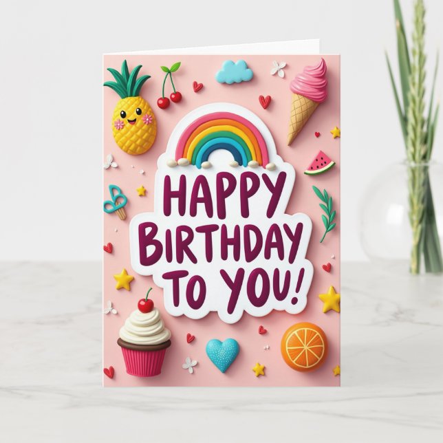 Carte d'anniversaire Arc-en-ciel Suave (Devant)