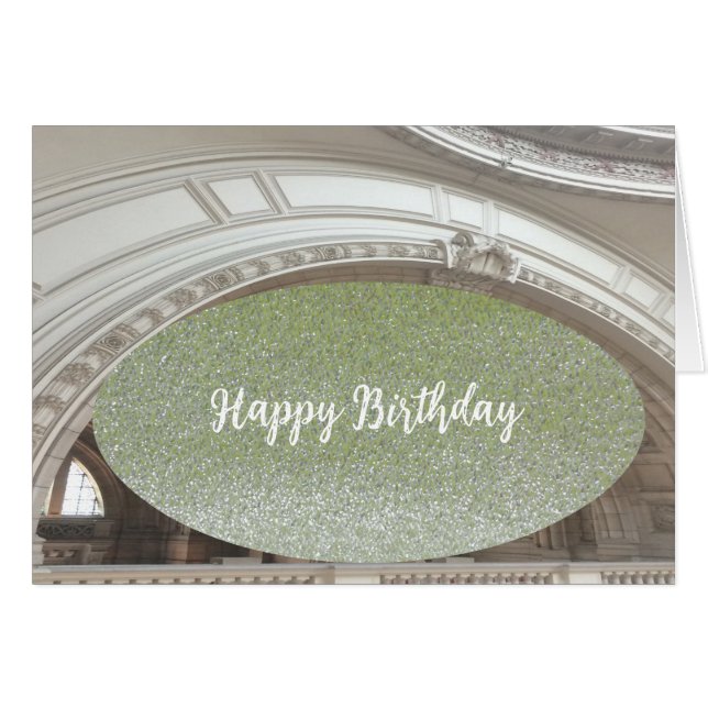 Carte d'anniversaire architecturale à paillettes v (Devant horizontal)